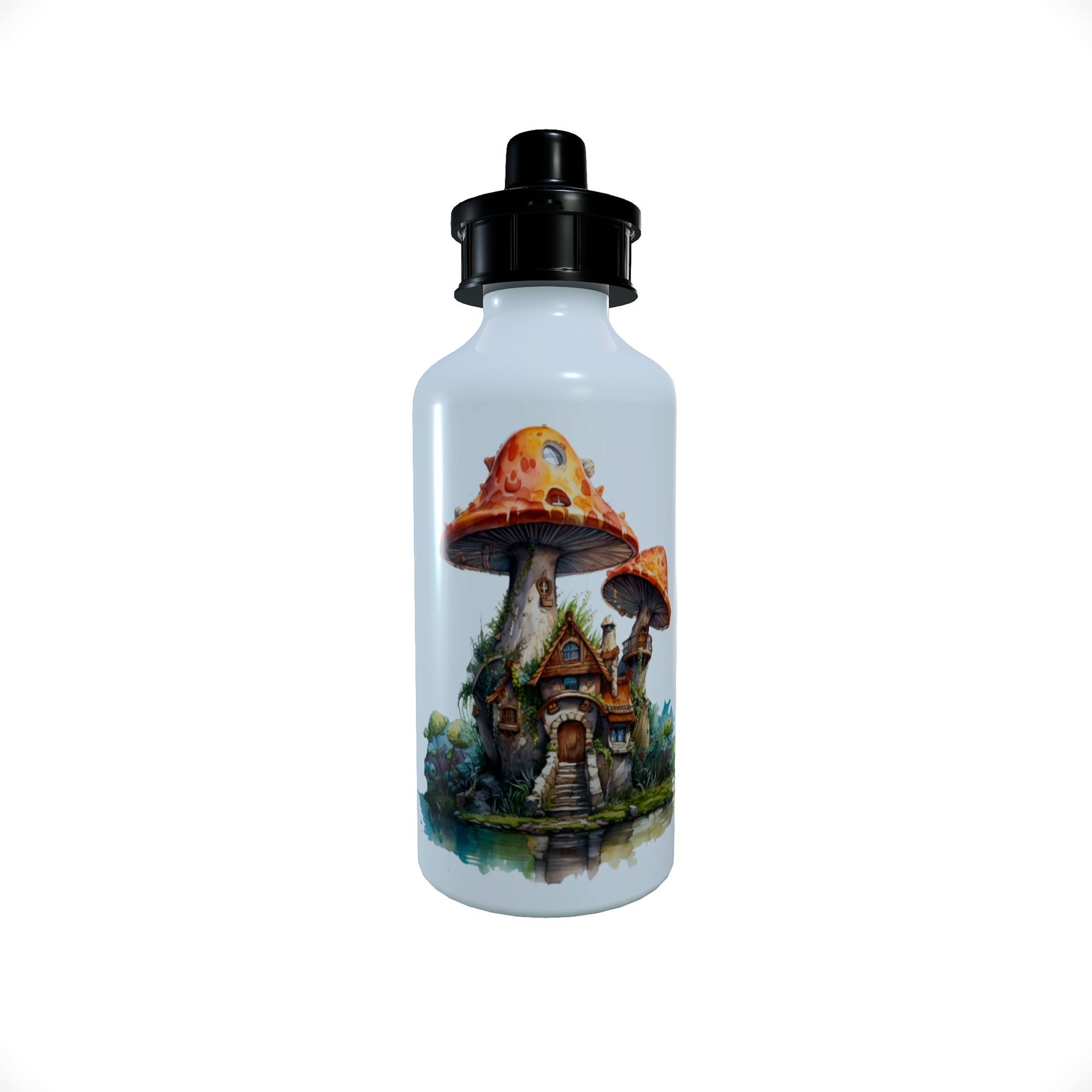 Fantasy Mushroom Aluminium Sport Bottle - 600ml with 2 caps